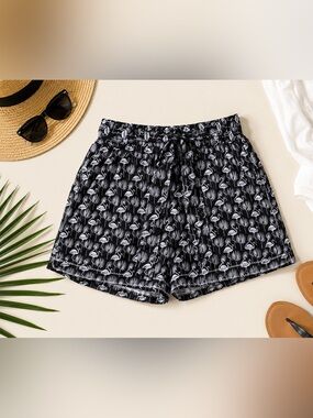 LOFT Flamingo Print Tie Waist Shorts NWT • Size Medium